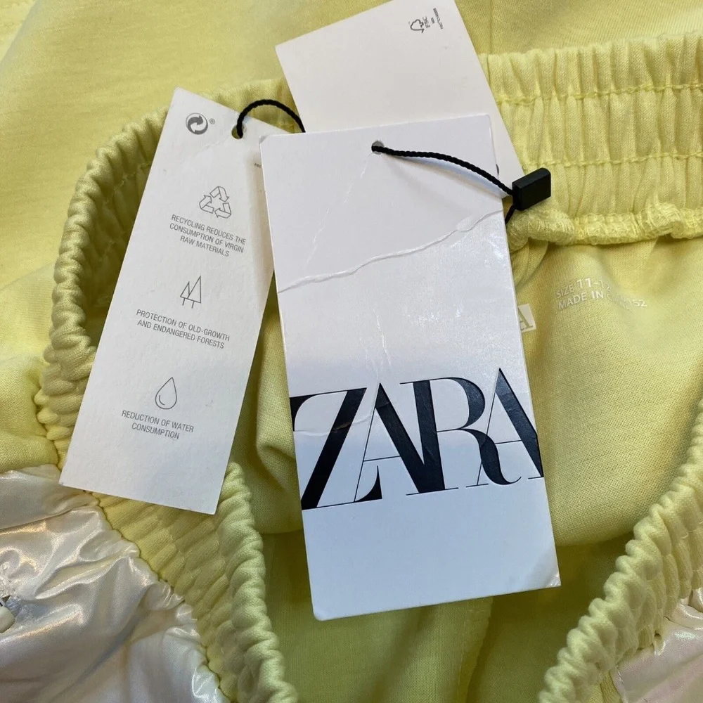 Zara Girl Sporty Collection Yellow Shorts Size 11-12 Soft Elastic Waist Pockets